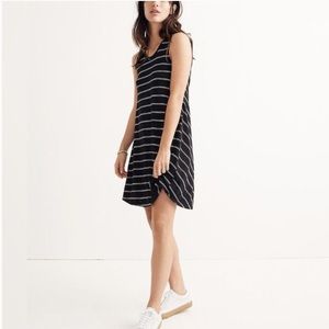 Madewell Highpoint Tank Dress in Hosta Stripe size Small, Black